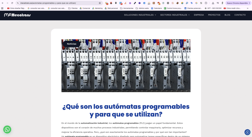 Ejemplo páginas artículos de blog